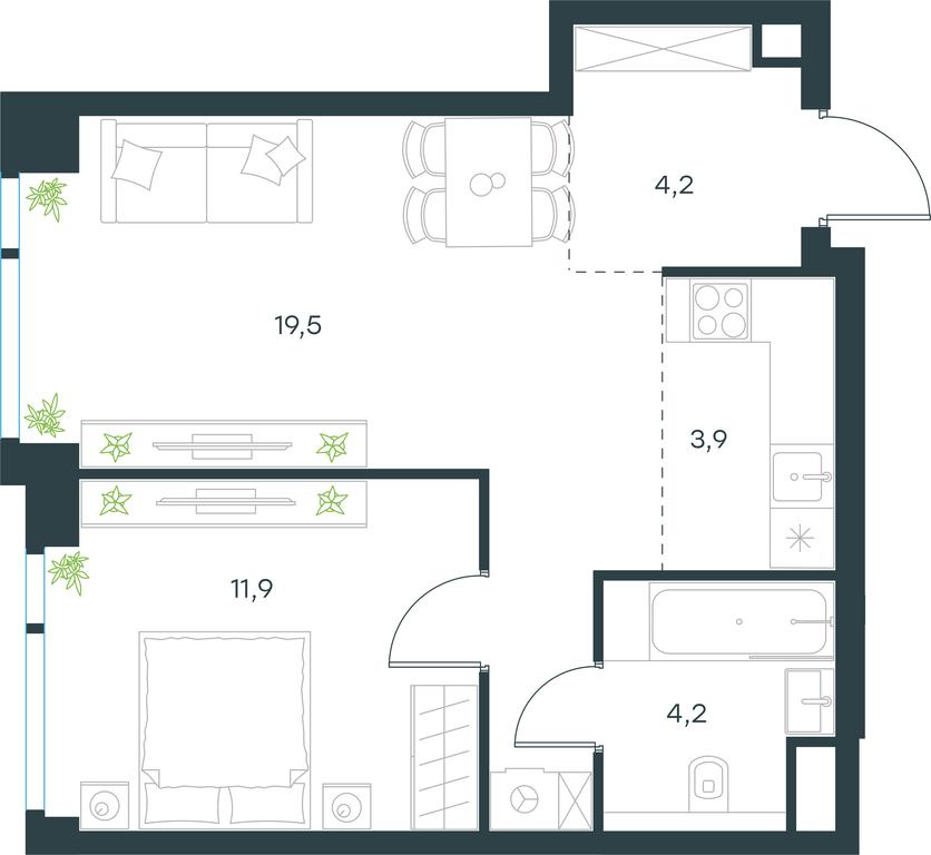 1-BD Apartment Sale, 43.7 sq. m. at Level Michurinskiy, Озёрная улица, вл1, Москва, Россия #1 1-BD Apartment Sale, 43.7 sq. m. at Level Michurinskiy, Озёрная улица, вл1, Москва, Россия #1
