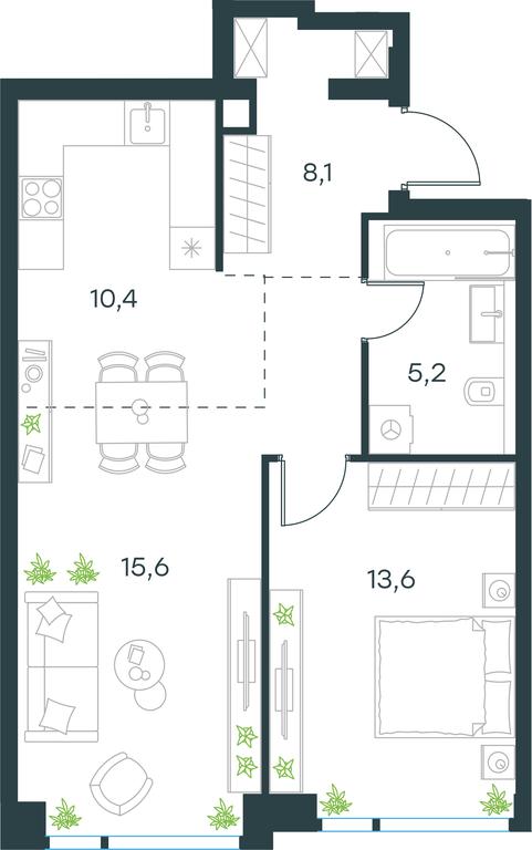 1-BD Apartment Sale, 52.9 sq. m. at Level Michurinskiy, Озёрная улица, вл1, Москва, Россия #1