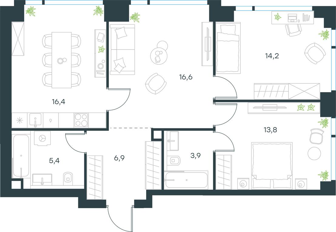 2-BD Apartment Sale, 77.2 sq. m. at Level Michurinskiy, Озёрная улица, вл1, Москва, Россия #1 2-BD Apartment Sale, 77.2 sq. m. at Level Michurinskiy, Озёрная улица, вл1, Москва, Россия #1