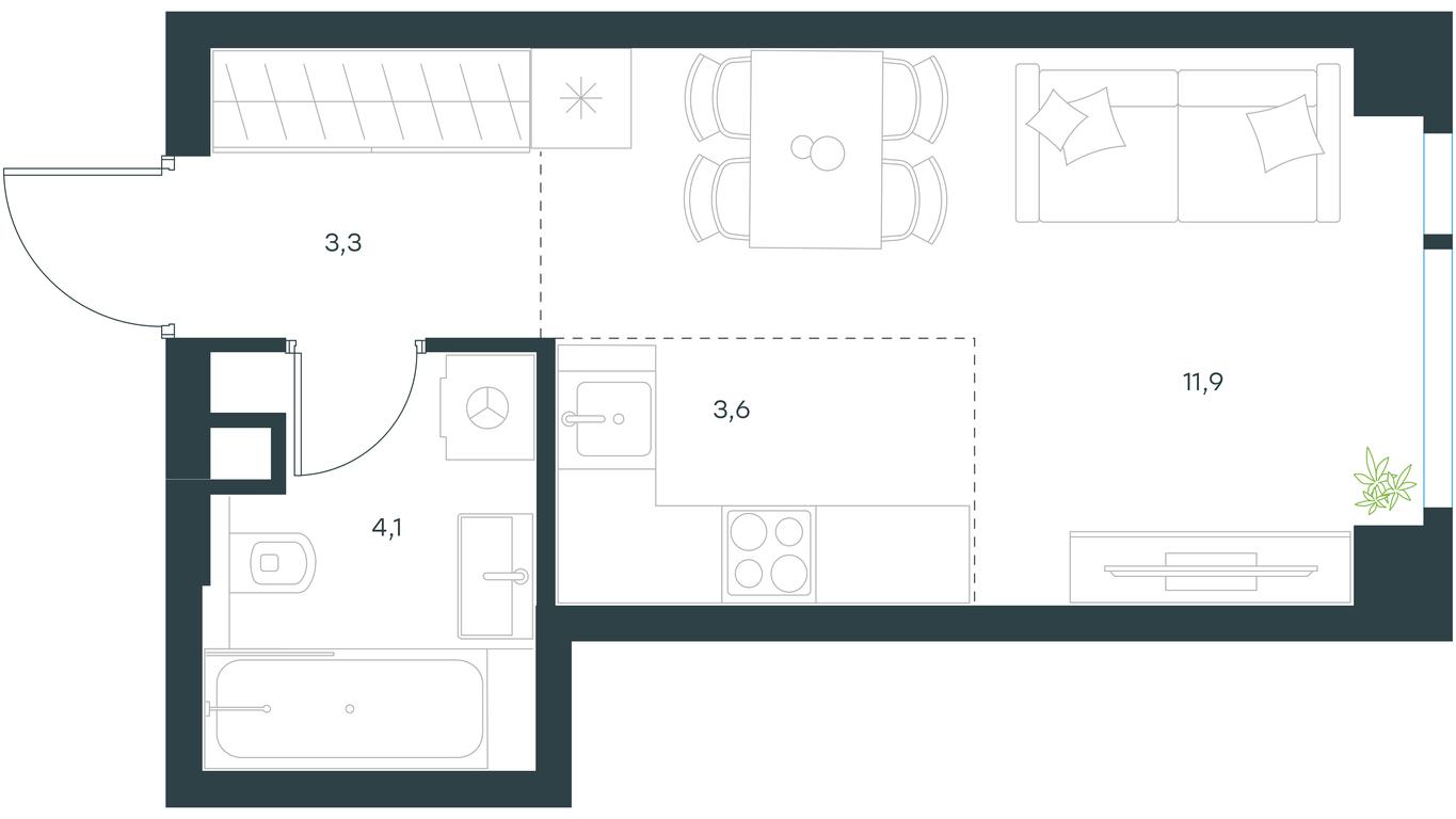 Apartment Sale, 22.9 sq. m. at Level Michurinskiy, Озёрная улица, вл1, Москва, Россия #1