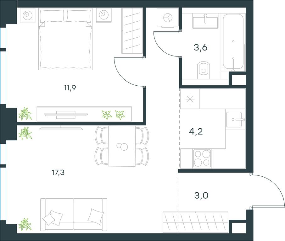 1-BD Apartment Sale, 40 sq. m. at Level Michurinskiy, Озёрная улица, вл1, Москва, Россия #1 1-BD Apartment Sale, 40 sq. m. at Level Michurinskiy, Озёрная улица, вл1, Москва, Россия #1