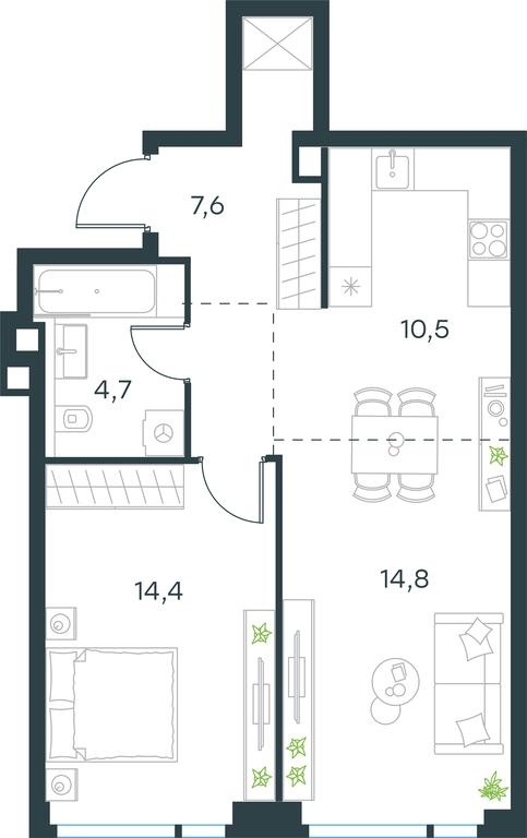 1-BD Apartment Sale, 52 sq. m. at Level Michurinskiy, Озёрная улица, вл1, Москва, Россия #1 1-BD Apartment Sale, 52 sq. m. at Level Michurinskiy, Озёрная улица, вл1, Москва, Россия #1