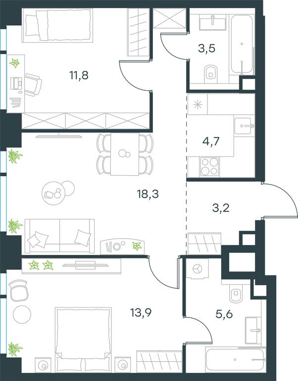 Продажа 2-комн. квартиры, 60,4 м² в ЖК «Левел Мичуринский (Level Мичуринский)», Озёрная улица, вл1, Москва, Россия #1 Продажа 2-комн. квартиры, 60,4 м² в ЖК «Левел Мичуринский (Level Мичуринский)», Озёрная улица, вл1, Москва, Россия #1