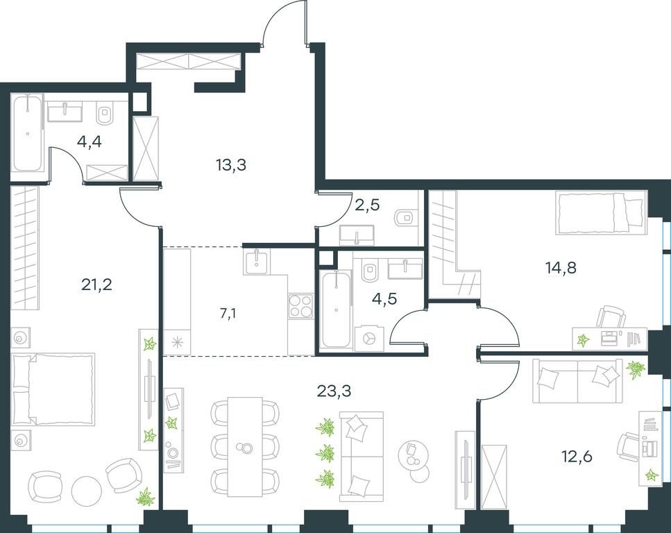3-BD Apartment Sale, 103.7 sq. m. at Level Michurinskiy, Озёрная улица, вл1, Москва, Россия #1 3-BD Apartment Sale, 103.7 sq. m. at Level Michurinskiy, Озёрная улица, вл1, Москва, Россия #1