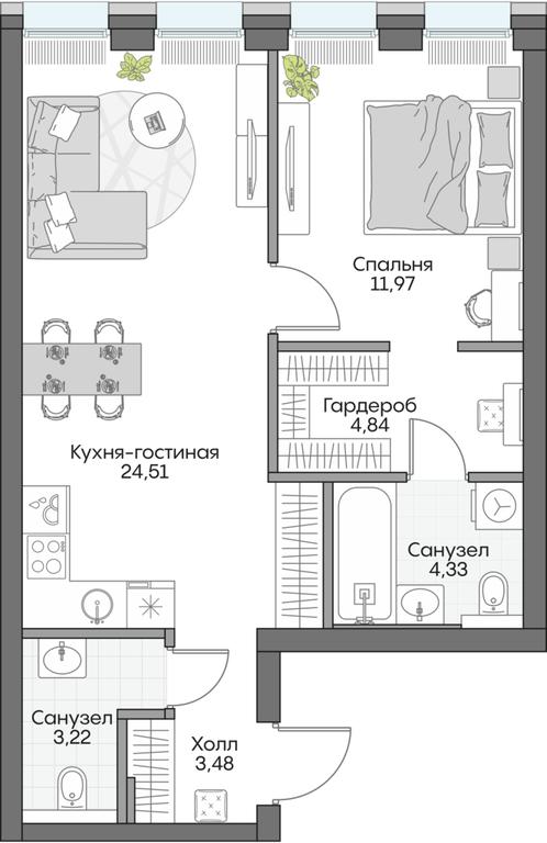 1-BD Apartment Sale, 51.91平方米 at Dom na naberezhnoy INSIDER (Insayder), Avtozavodskaya Street, Moscow, Russia #2 1-BD Apartment Sale, 51.91平方米 at Dom na naberezhnoy INSIDER (Insayder), Avtozavodskaya Street, Moscow, Russia #2