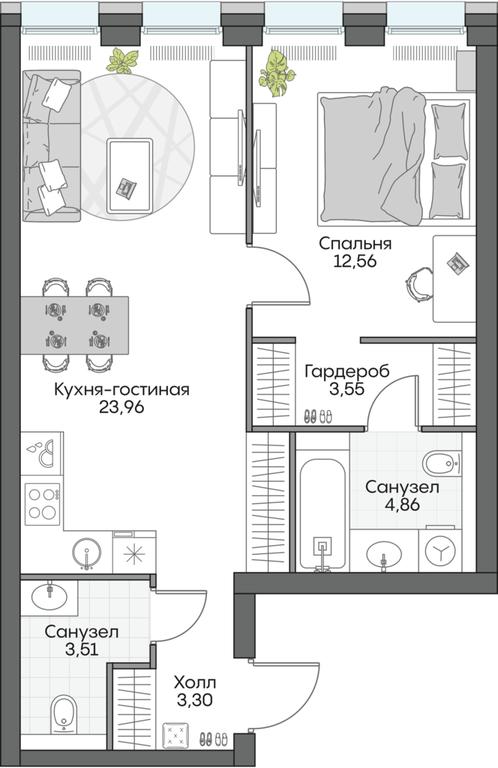 1-BD Apartment Sale, 51.91平方米 at Dom na naberezhnoy INSIDER (Insayder), Avtozavodskaya Street, Moscow, Russia #1 1-BD Apartment Sale, 51.91平方米 at Dom na naberezhnoy INSIDER (Insayder), Avtozavodskaya Street, Moscow, Russia #1
