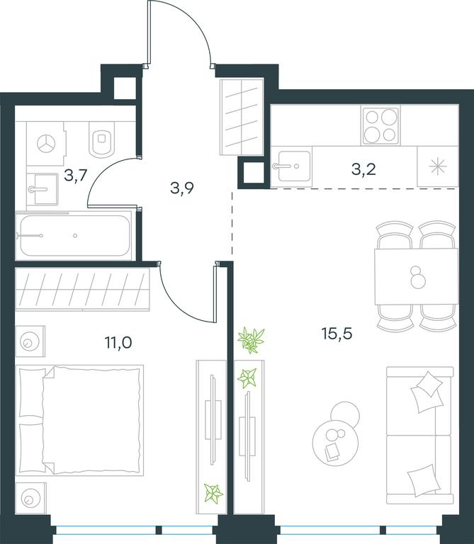 1-BD Apartment Sale, 37.3 sq. m. at Level Michurinskiy, Озёрная улица, вл1, Москва, Россия #1 1-BD Apartment Sale, 37.3 sq. m. at Level Michurinskiy, Озёрная улица, вл1, Москва, Россия #1