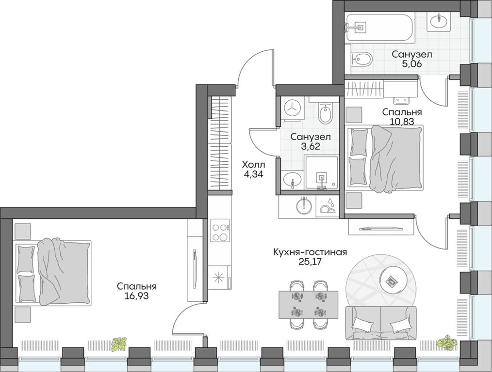 2-BD Apartment Sale, 61.72 sq. m. at Dom na naberezhnoy INSIDER (Insayder), Avtozavodskaya Street, Moscow, Russia #2