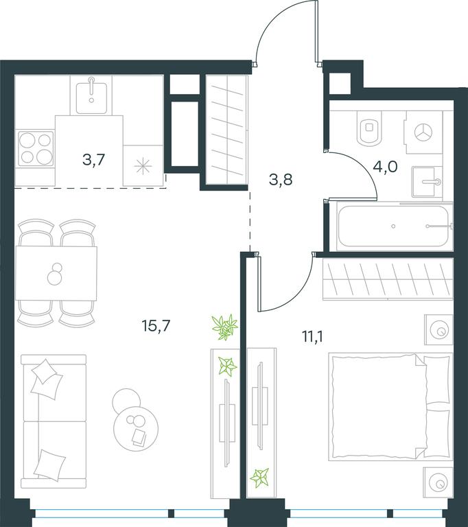 1-BD Apartment Sale, 38.3 sq. m. at Level Michurinskiy, Озёрная улица, вл1, Москва, Россия #1 1-BD Apartment Sale, 38.3 sq. m. at Level Michurinskiy, Озёрная улица, вл1, Москва, Россия #1