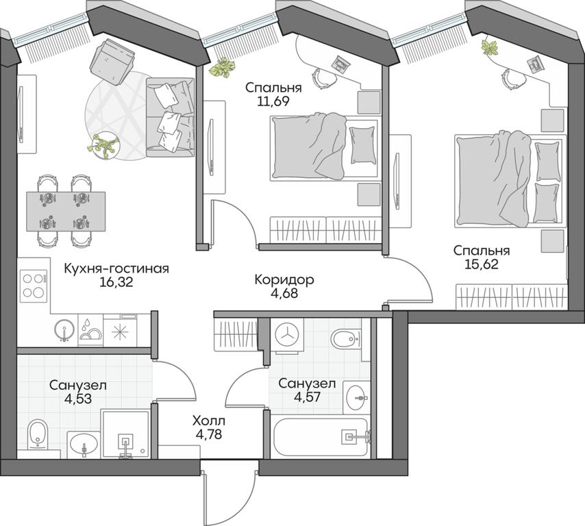 2-BD Apartment Sale, 61.09平方米 at Dom na naberezhnoy INSIDER (Insayder), Avtozavodskaya Street, Moscow, Russia #2 2-BD Apartment Sale, 61.09平方米 at Dom na naberezhnoy INSIDER (Insayder), Avtozavodskaya Street, Moscow, Russia #2