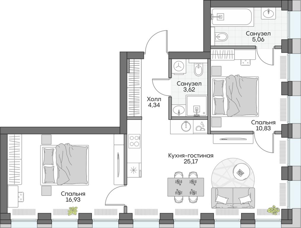 2-BD Apartment Sale, 61.72 sq. m. at Dom na naberezhnoy INSIDER (Insayder), Avtozavodskaya Street, Moscow, Russia #2 2-BD Apartment Sale, 61.72 sq. m. at Dom na naberezhnoy INSIDER (Insayder), Avtozavodskaya Street, Moscow, Russia #2