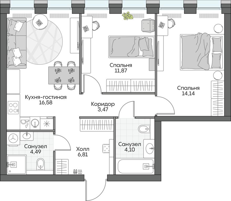 2-BD Apartment Sale, 61.45 sq. m. at Dom na naberezhnoy INSIDER (Insayder), Avtozavodskaya Street, Moscow, Russia #1 2-BD Apartment Sale, 61.45 sq. m. at Dom na naberezhnoy INSIDER (Insayder), Avtozavodskaya Street, Moscow, Russia #1