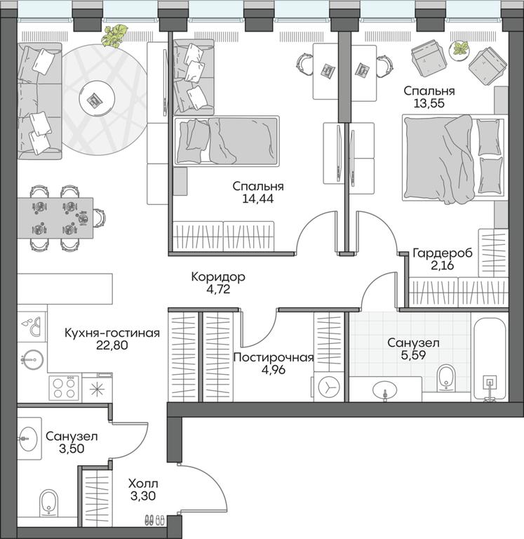 2-BD Apartment Sale, 74.8 sq. m. at Dom na naberezhnoy INSIDER (Insayder), Avtozavodskaya Street, Moscow, Russia #1
