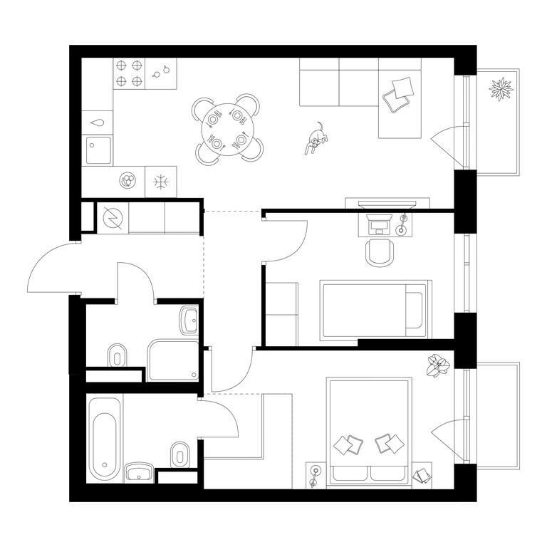 2-BD Apartment Sale, 54.9平方米 at Losinoostrovskiy Park, Otkrytoye Highway, 18Ас11, Moscow, Russia #1