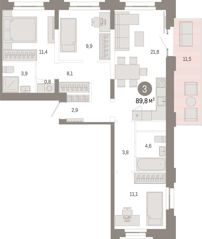 3-BD Apartment Sale, 89.8平方米 at Kvartal Metronom, Tagilskaya Street, Moscow, Russia #1 3-BD Apartment Sale, 89.8平方米 at Kvartal Metronom, Tagilskaya Street, Moscow, Russia #1