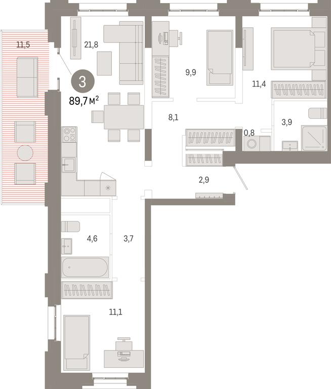 3-BD Apartment Sale, 89.7平方米 at Kvartal Metronom, Tagilskaya Street, Moscow, Russia #1 3-BD Apartment Sale, 89.7平方米 at Kvartal Metronom, Tagilskaya Street, Moscow, Russia #1