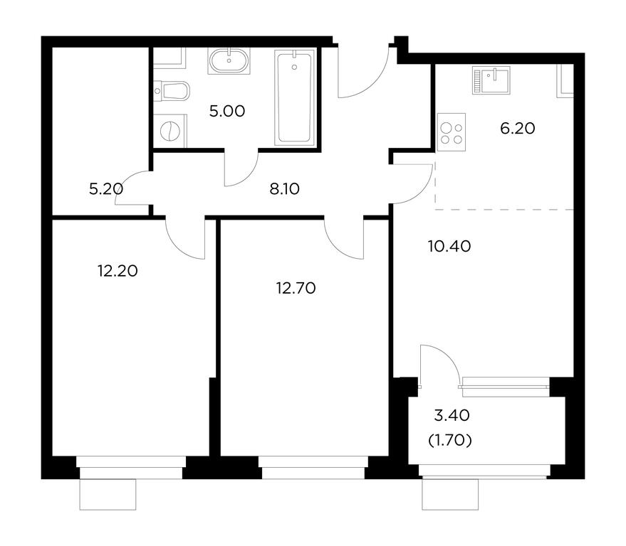 2-BD Apartment Sale, 61.5平方米 at Novoe Medvedkovo, Novoe Medvedkovo Residential Complex, mikrorayon 17A, Mytischi, Moscow Region, Russia #1