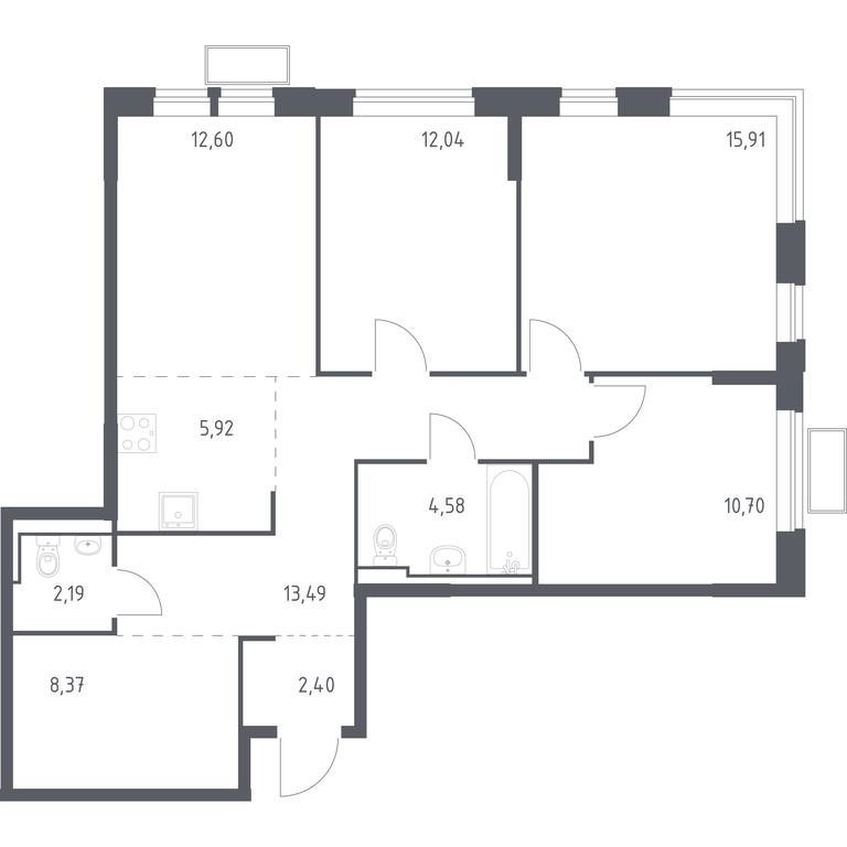 2-BD Apartment Sale, 88.2 sq. m. at Novoe Vidnoe, Kalinovka Village, Leninskiy City District, Moscow Region, Russia #1