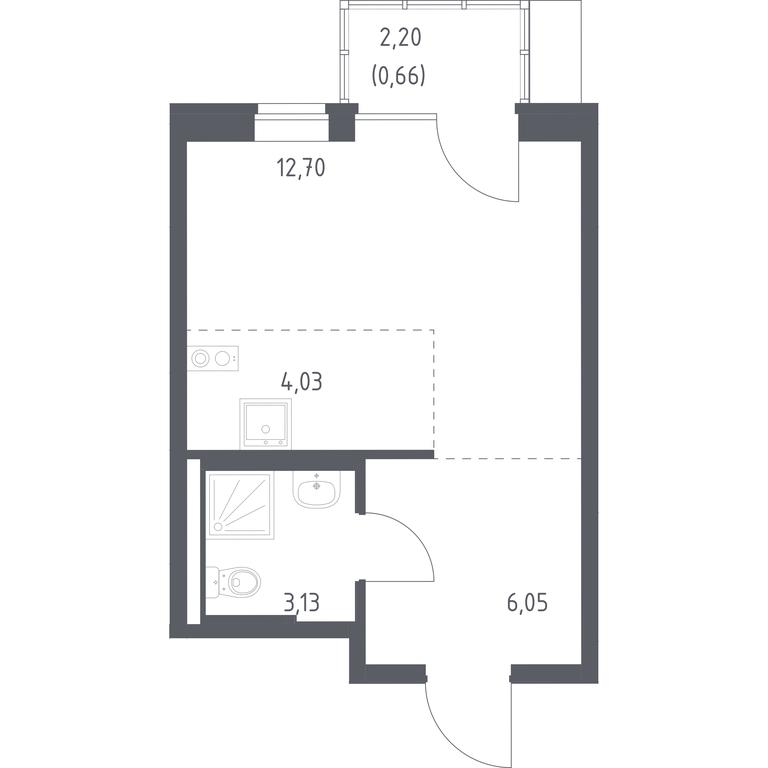Apartment Sale, 26.57平方米 at Podolskie Kvartaly, zhiloy kompleks Podolskiye Kvartaly, Ryazanovskoe Settlement, Moscow, Russia #1