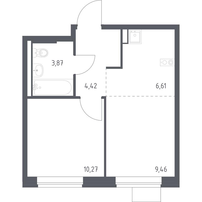 Apartment Sale, 34.63平方米 at Podolskie Kvartaly, zhiloy kompleks Podolskiye Kvartaly, Ryazanovskoe Settlement, Moscow, Russia #1
