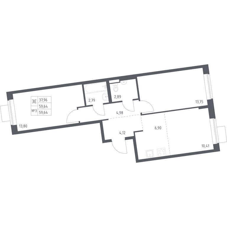 1-BD Apartment Sale, 59.64平方米 at Podolskie Kvartaly, zhiloy kompleks Podolskiye Kvartaly, Ryazanovskoe Settlement, Moscow, Russia #1 1-BD Apartment Sale, 59.64平方米 at Podolskie Kvartaly, zhiloy kompleks Podolskiye Kvartaly, Ryazanovskoe Settlement, Moscow, Russia #1