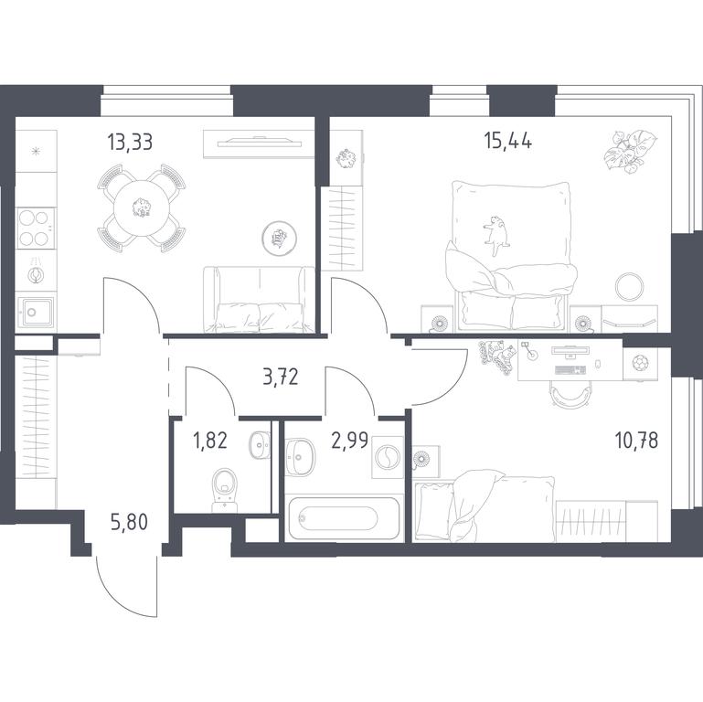 1-BD Apartment Sale, 53.88平方米 at Podolskie Kvartaly, zhiloy kompleks Podolskiye Kvartaly, Ryazanovskoe Settlement, Moscow, Russia #1 1-BD Apartment Sale, 53.88平方米 at Podolskie Kvartaly, zhiloy kompleks Podolskiye Kvartaly, Ryazanovskoe Settlement, Moscow, Russia #1
