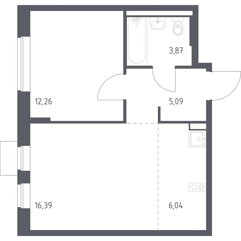 Apartment Sale, 43.65平方米 at Podolskie Kvartaly, zhiloy kompleks Podolskiye Kvartaly, Ryazanovskoe Settlement, Moscow, Russia #1