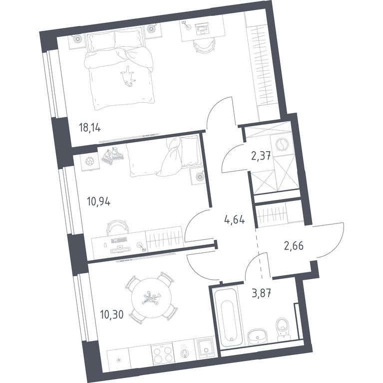 1-BD Apartment Sale, 52.92平方米 at Podolskie Kvartaly, zhiloy kompleks Podolskiye Kvartaly, Ryazanovskoe Settlement, Moscow, Russia #1 1-BD Apartment Sale, 52.92平方米 at Podolskie Kvartaly, zhiloy kompleks Podolskiye Kvartaly, Ryazanovskoe Settlement, Moscow, Russia #1