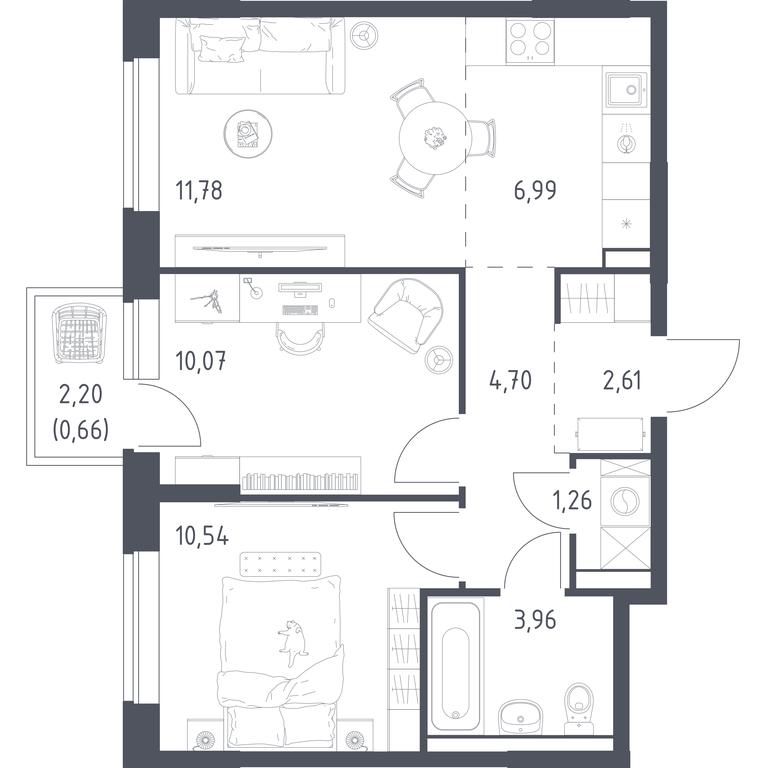 1-BD Apartment Sale, 52.57平方米 at Podolskie Kvartaly, zhiloy kompleks Podolskiye Kvartaly, Ryazanovskoe Settlement, Moscow, Russia #1 1-BD Apartment Sale, 52.57平方米 at Podolskie Kvartaly, zhiloy kompleks Podolskiye Kvartaly, Ryazanovskoe Settlement, Moscow, Russia #1