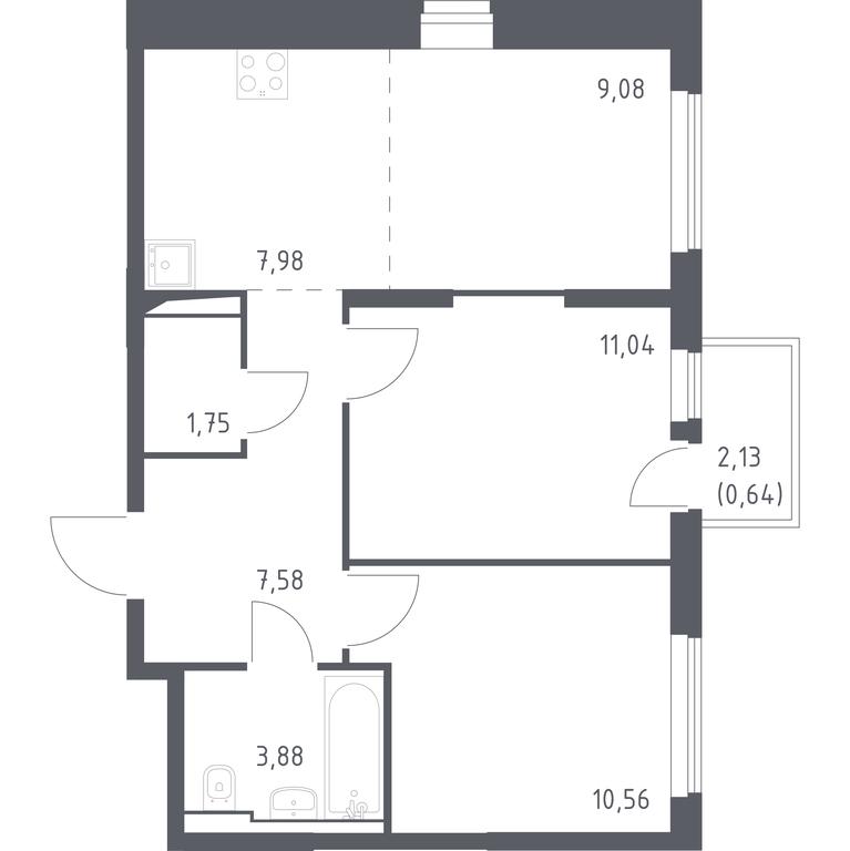 1-BD Apartment Sale, 52.51 sq. m. at Ostafevo, Ostafyevskoe Highway, 12к1, Ryazanovskoe Settlement, Moscow, Russia #1