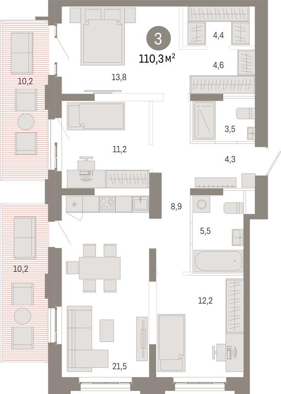 3-BD Apartment Sale, 110.3 sq. m. at Kvartal Metronom, Tagilskaya Street, Moscow, Russia #1 3-BD Apartment Sale, 110.3 sq. m. at Kvartal Metronom, Tagilskaya Street, Moscow, Russia #1