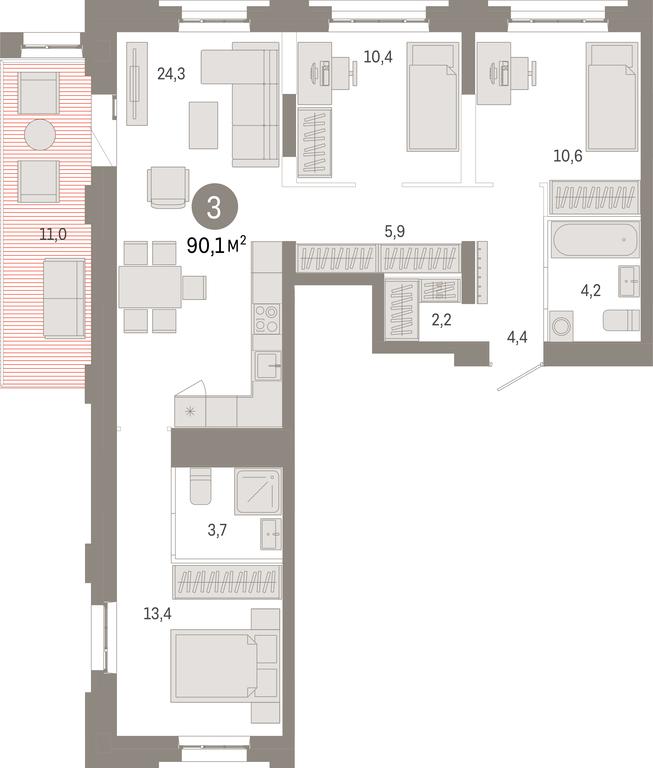 3-BD Apartment Sale, 90.1平方米 at Kvartal Metronom, Tagilskaya Street, Moscow, Russia #1 3-BD Apartment Sale, 90.1平方米 at Kvartal Metronom, Tagilskaya Street, Moscow, Russia #1