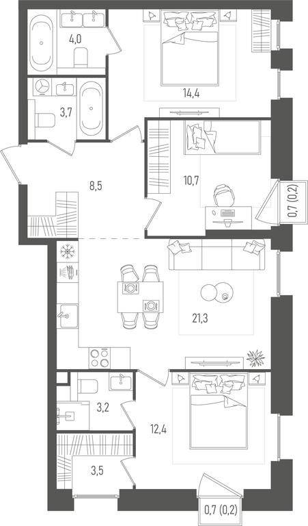 3-BD Apartment Sale, 82.1平方米 at Pave, 2nd Paveletsky Drive, Moscow, Russia #2 3-BD Apartment Sale, 82.1平方米 at Pave, 2nd Paveletsky Drive, Moscow, Russia #2