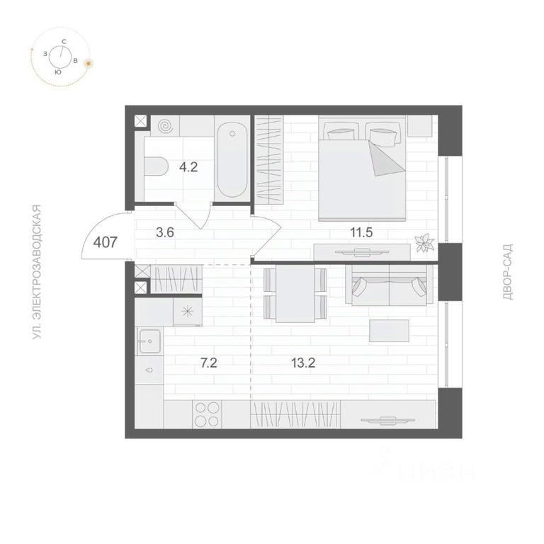 Apartment Sale, 39.7 sq. m. at ARTEL (Artel), Elektrozavodskaya Street, Moscow, Russia #1