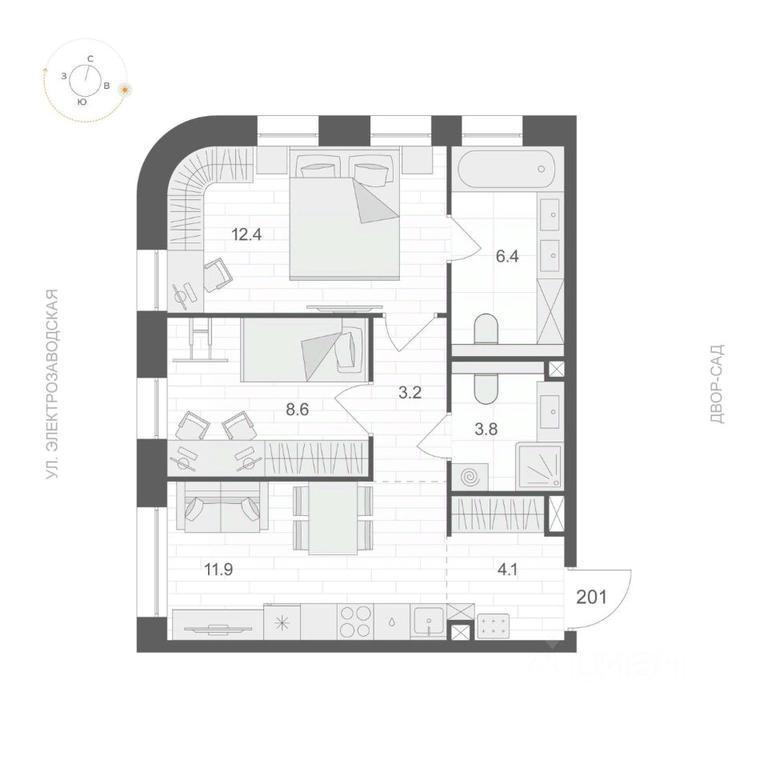 1-BD Apartment Sale, 50.4 sq. m. at ARTEL (Artel), Elektrozavodskaya Street, Moscow, Russia #1