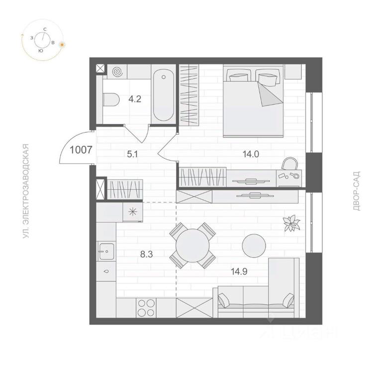 Apartment Sale, 46.5 sq. m. at ARTEL (Artel), Elektrozavodskaya Street, Moscow, Russia #1