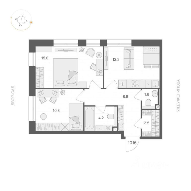1-BD Apartment Sale, 55平方米 at ARTEL (Artel), Elektrozavodskaya Street, Moscow, Russia #1
