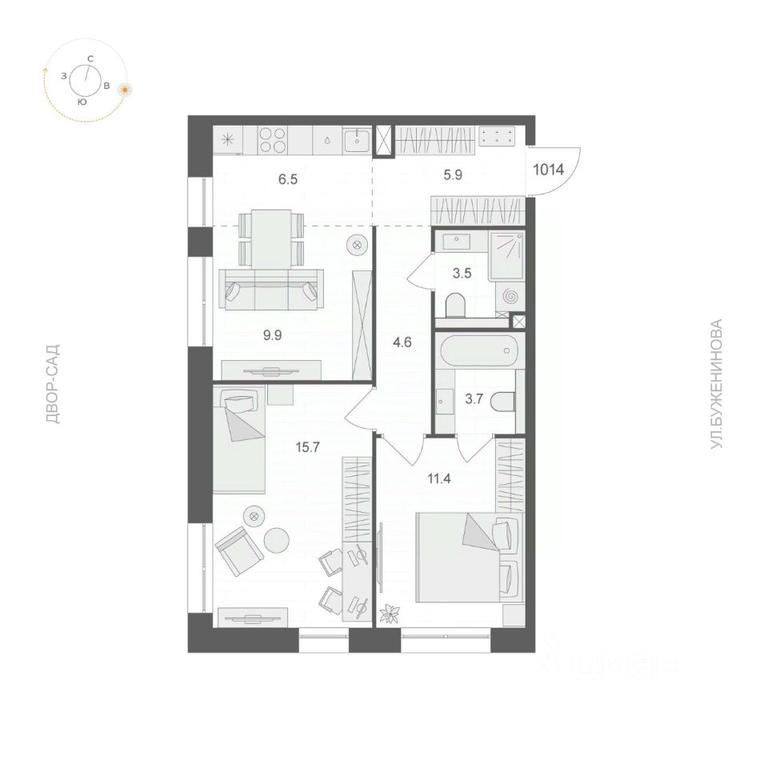 1-BD Apartment Sale, 61.2 sq. m. at ARTEL (Artel), Elektrozavodskaya Street, Moscow, Russia #1
