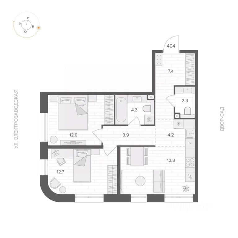 1-BD Apartment Sale, 60.6 sq. m. at ARTEL (Artel), Elektrozavodskaya Street, Moscow, Russia #1