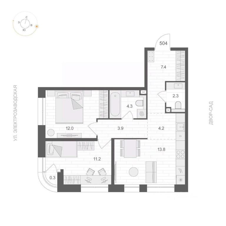1-BD Apartment Sale, 59.25 sq. m. at ARTEL (Artel), Elektrozavodskaya Street, Moscow, Russia #1