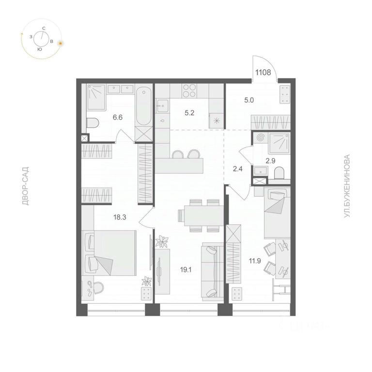 1-BD Apartment Sale, 71.4 sq. m. at ARTEL (Artel), Elektrozavodskaya Street, Moscow, Russia #1