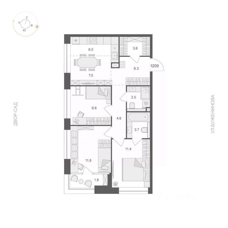 2-BD Apartment Sale, 69.1 sq. m. at ARTEL (Artel), Elektrozavodskaya Street, Moscow, Russia #1