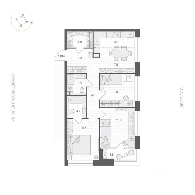 2-BD Apartment Sale, 69.2 sq. m. at ARTEL (Artel), Elektrozavodskaya Street, Moscow, Russia #1