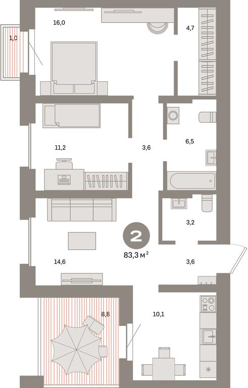 2-BD Apartment Sale, 83.3 sq. m. at Kvartal Metronom, Tagilskaya Street, Moscow, Russia #1 2-BD Apartment Sale, 83.3 sq. m. at Kvartal Metronom, Tagilskaya Street, Moscow, Russia #1