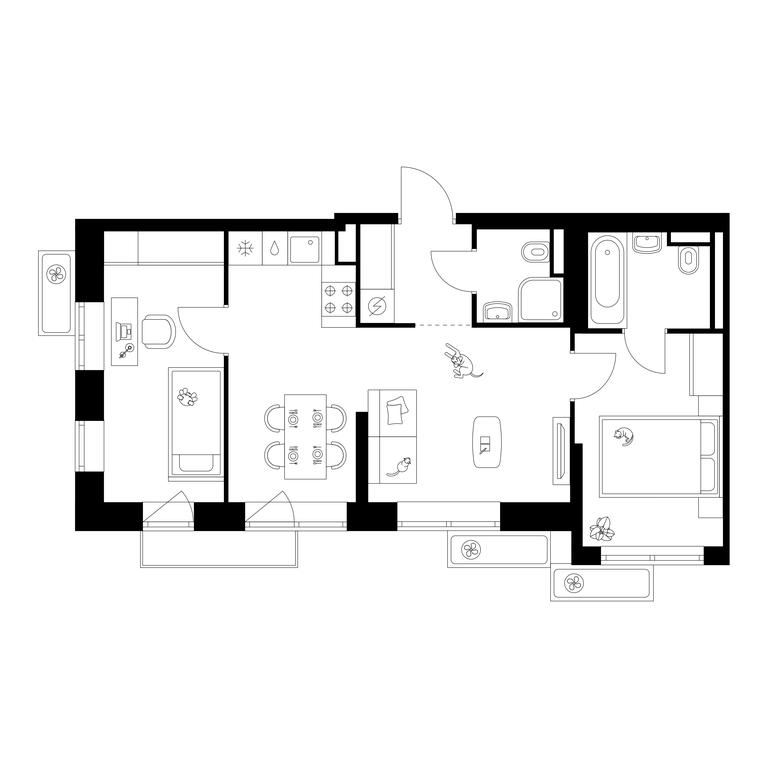 2-BD Apartment Sale, 51.4 sq. m. at Salarevo Park, Salaryevskaya Street, 8к1, Moskovskiy Settlement, Moscow, Russia #1