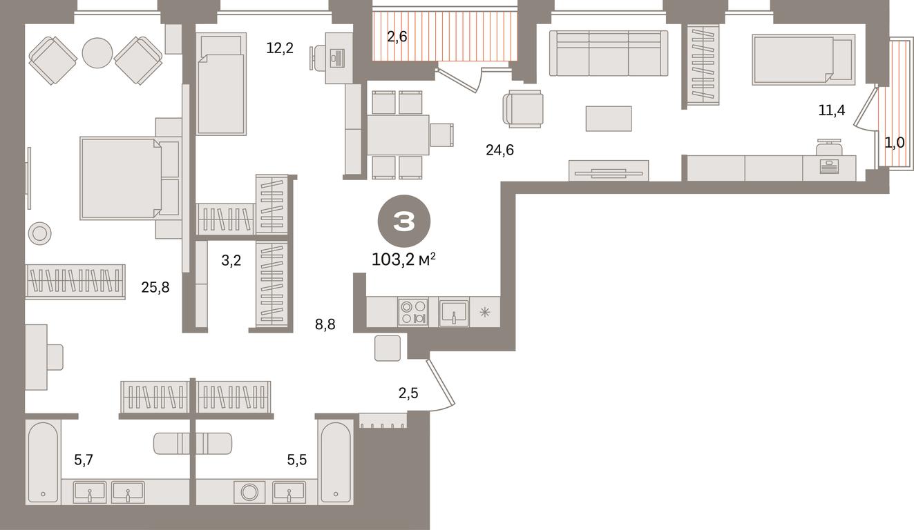 3-BD Apartment Sale, 103.2 sq. m. at Pervy kvartal, Kalinovaya ulitsa, derevnya Sapronovo, Leninskiy City District, Moscow Region, Russia #1 3-BD Apartment Sale, 103.2 sq. m. at Pervy kvartal, Kalinovaya ulitsa, derevnya Sapronovo, Leninskiy City District, Moscow Region, Russia #1