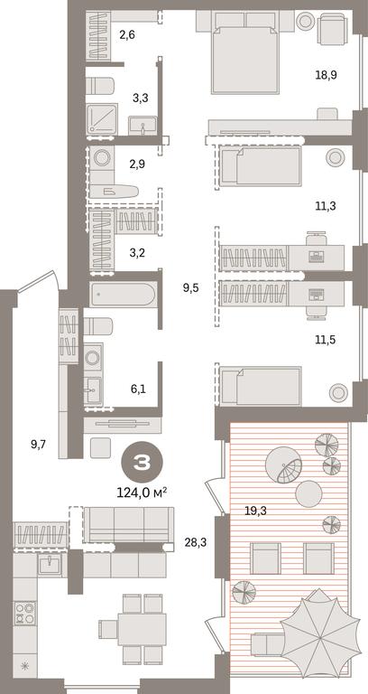 3-BD Apartment Sale, 124 sq. m. at Pervy kvartal, Kalinovaya ulitsa, derevnya Sapronovo, Leninskiy City District, Moscow Region, Russia #1