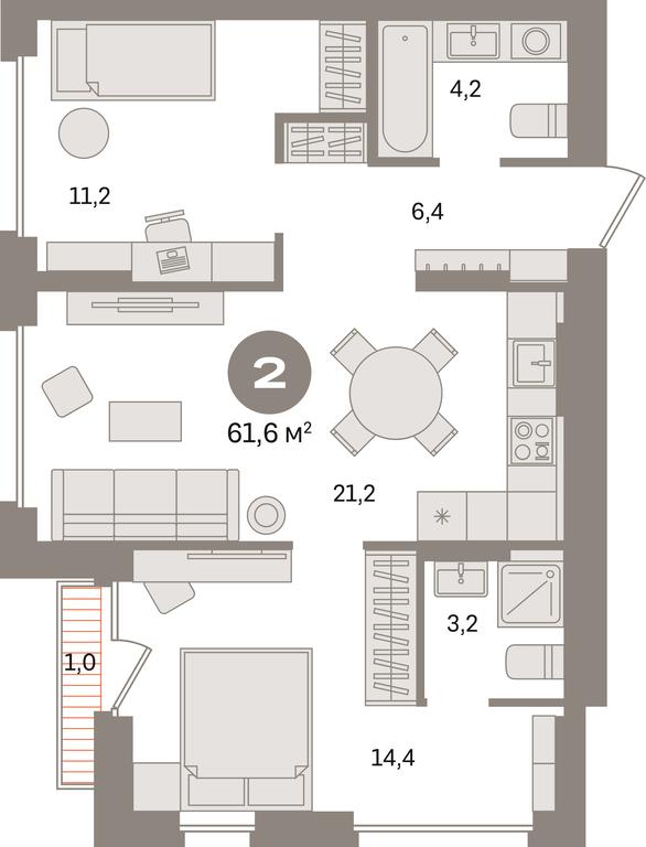2-BD Apartment Sale, 61.6 sq. m. at Pervy kvartal, Kalinovaya ulitsa, derevnya Sapronovo, Leninskiy City District, Moscow Region, Russia #1 2-BD Apartment Sale, 61.6 sq. m. at Pervy kvartal, Kalinovaya ulitsa, derevnya Sapronovo, Leninskiy City District, Moscow Region, Russia #1