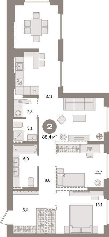 2-BD Apartment Sale, 88.4 sq. m. at Pervy kvartal, Kalinovaya ulitsa, derevnya Sapronovo, Leninskiy City District, Moscow Region, Russia #1 2-BD Apartment Sale, 88.4 sq. m. at Pervy kvartal, Kalinovaya ulitsa, derevnya Sapronovo, Leninskiy City District, Moscow Region, Russia #1