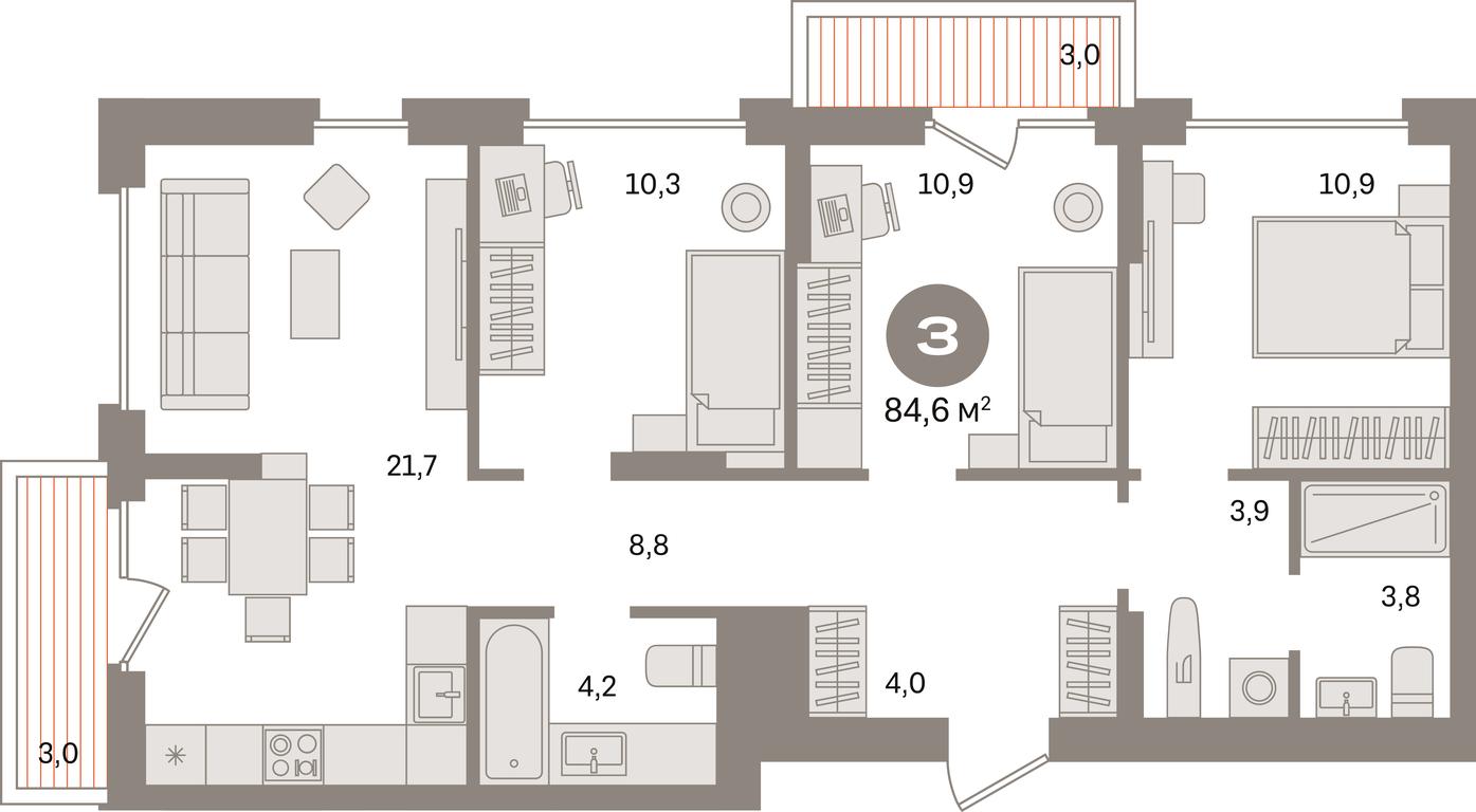 3-BD Apartment Sale, 84.6 sq. m. at Pervy kvartal, Kalinovaya ulitsa, derevnya Sapronovo, Leninskiy City District, Moscow Region, Russia #1 3-BD Apartment Sale, 84.6 sq. m. at Pervy kvartal, Kalinovaya ulitsa, derevnya Sapronovo, Leninskiy City District, Moscow Region, Russia #1